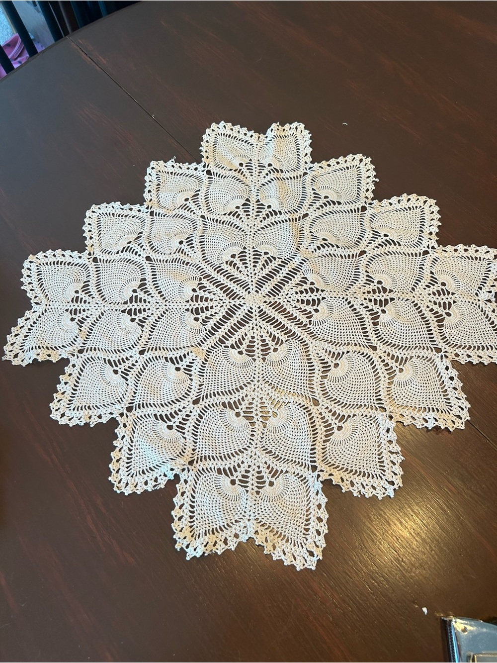 Handmade White Crochet Doily Table Centerpiece 20 by 20 in